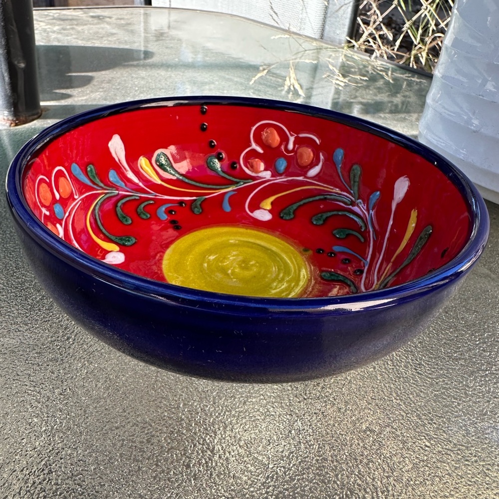 Hand made in Spain, Red and Yellow Ceramic Bowl - Picture 2 of 9